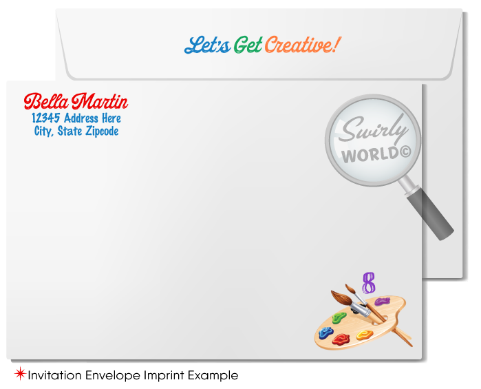 Arts and Crafts Paint Party Invitation and Thank You Card Set