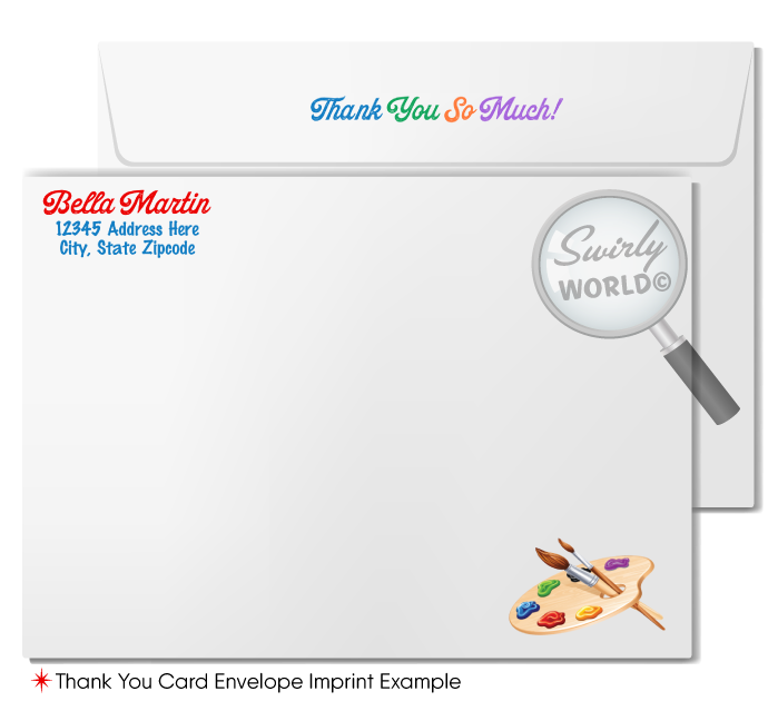 Arts and Crafts Paint Party Invitation and Thank You Card Set