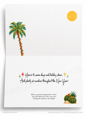 Palm Springs Santa Claus Retro Trailer Park - Mid-Century Modern Christmas Card