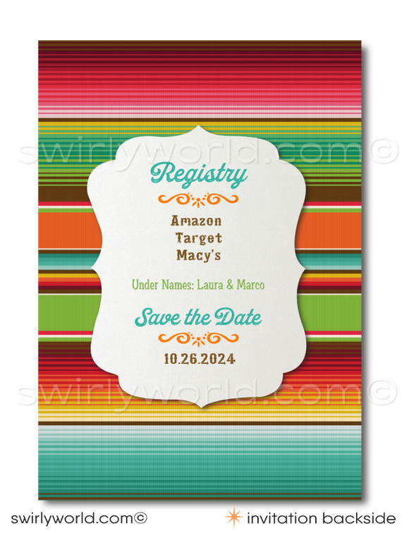 Mexican Fiesta Papel Picado Paper Flags Engagement Invitation Digital Download Bundle