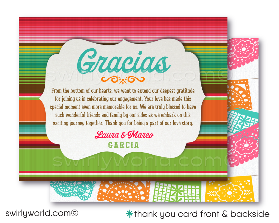 Mexican Fiesta Papel Picado Paper Flags Engagement Invitation Digital Download Bundle