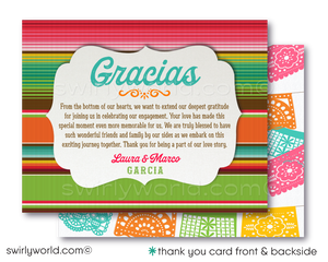 Mexican Fiesta Papel Picado Paper Flags Engagement Party Invitations for Couples