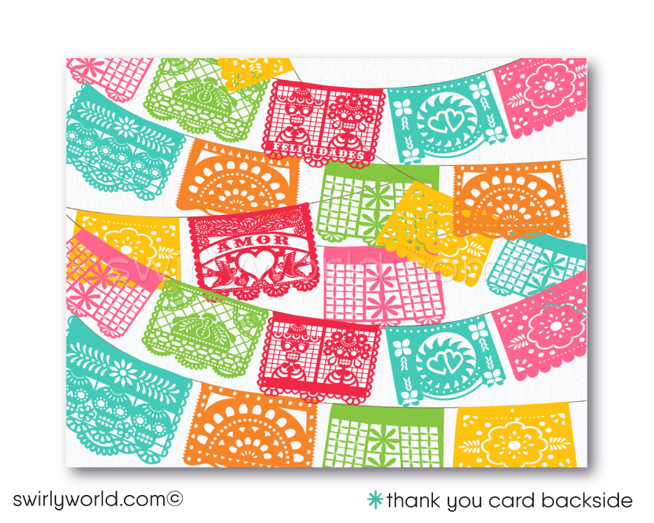 Mexican Fiesta Papel Picado Paper Flags Engagement Invitation Digital Download Bundle