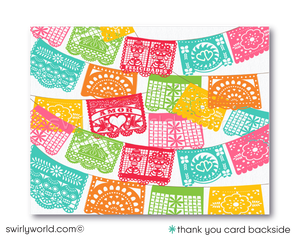 Mexican Fiesta Papel Picado Paper Flags Engagement Party Invitations for Couples