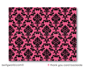 Pink French Parisian Theme Birthday Party Invitations with Eiffel Tower and French Poodle