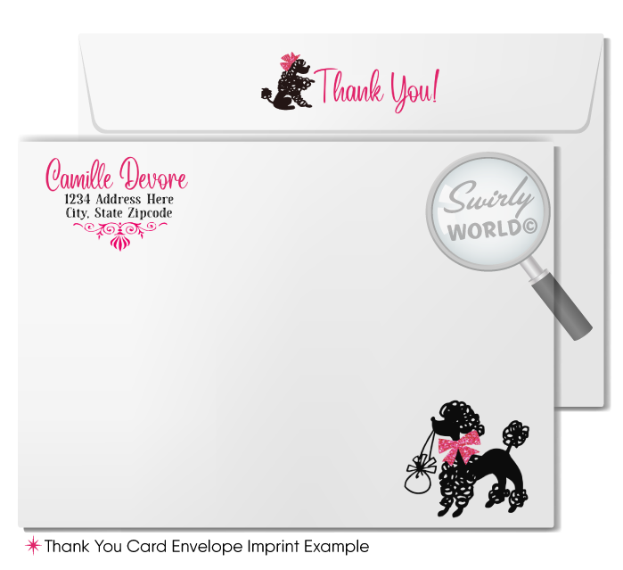 Pink French Parisian Theme Birthday Party Invitations with Eiffel Tower and French Poodle