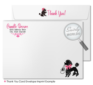 Pink French Parisian Theme Birthday Party Invitations with Eiffel Tower and French Poodle