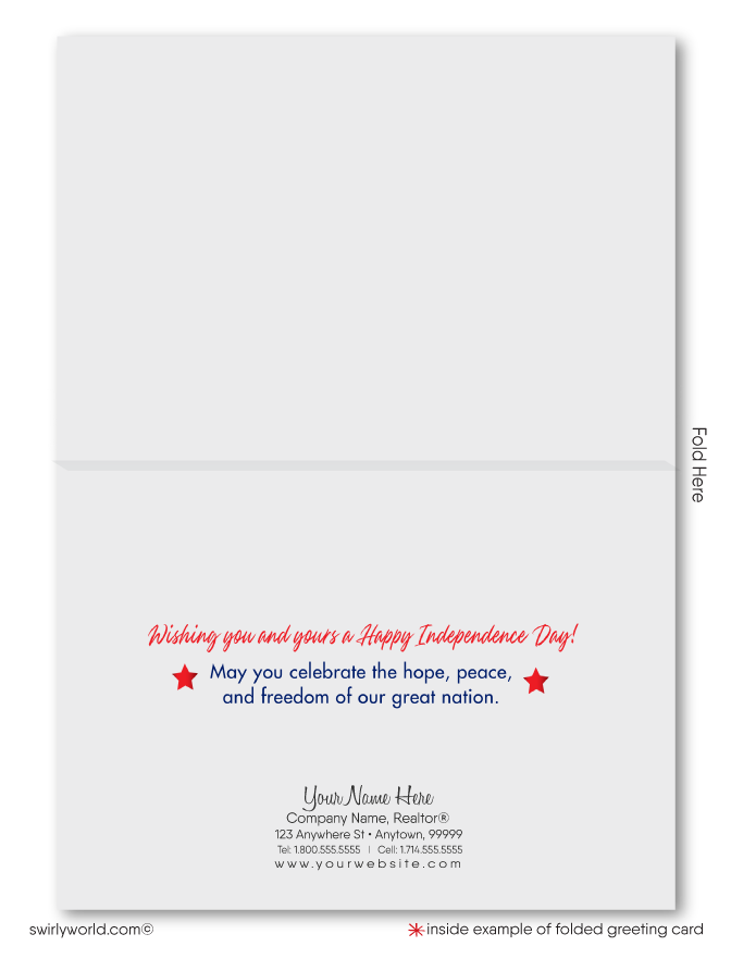 Patriotic American Stars and Stripes Business Happy July 4th Cards for Customers