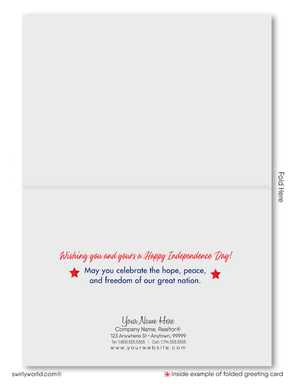 Patriotic American Stars and Stripes Business Happy July 4th Cards for Customers