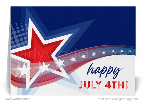 Patriotic Independence Day American Stars & Stripes Digital Happy July 4th Cards