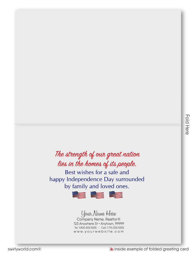 Real Estate Patriotic Fourth 4th of July Greeting Cards Marketing for Realtors®