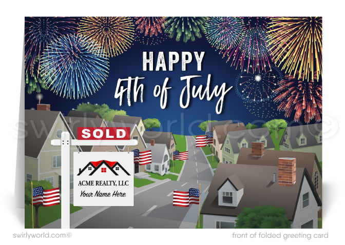 Digital Real Estate Patriotic Fourth 4th of July Greeting Cards Marketing for Realtors®
