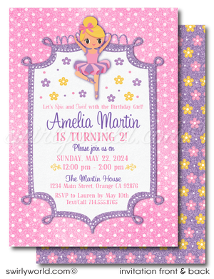 Tiny Dancer Ballerina Ballet Girl Dance Birthday Party Invitation Digital Download