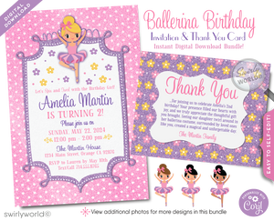 Tiny Dancer Ballerina Ballet Girl Dance Birthday Party Invitation Digital Download