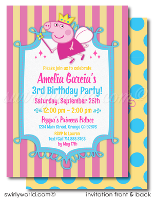 Princess Fairy Peppa Pig Girl's Birthday Party Invite & Thank You Digital Download