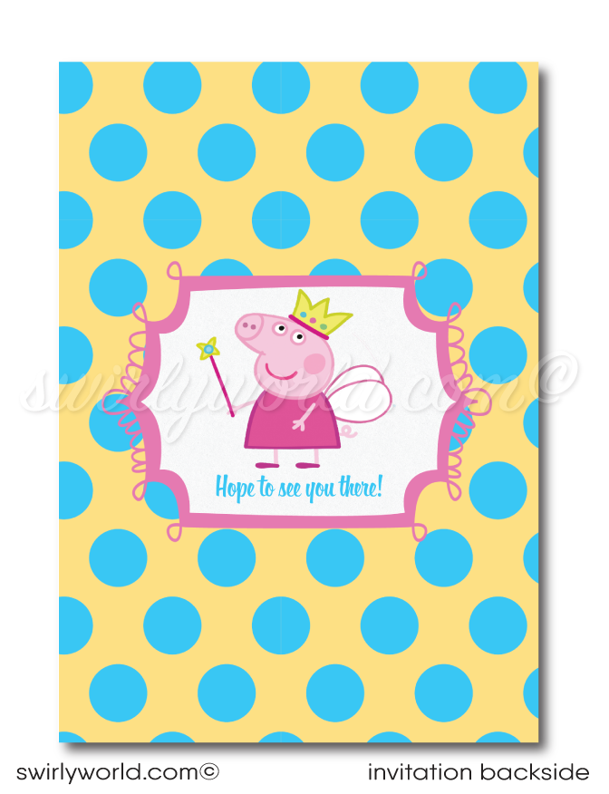 Princess Fairy Peppa Pig Girl's Birthday Party Invite & Thank You Digital Download