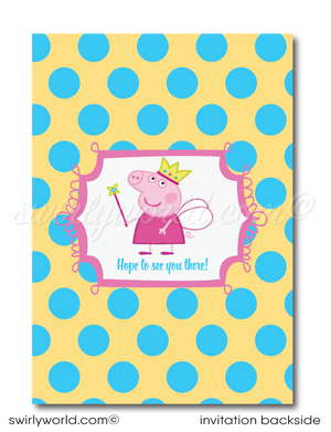 Princess Fairy Peppa Pig Girl's Birthday Party Invite & Thank You Digital Download