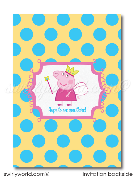 Princess Fairy Peppa Pig Girl's Birthday Party Invite & Thank You Digital Download