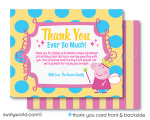 Princess Fairy Peppa Pig Girl's Birthday Party Invite & Thank You Digital Download