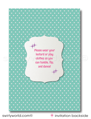 Little Gymnast Gymnastics Tumbling Theme Birthday Party Invitations & Thank You Cards