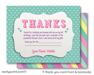 Little Gymnast Gymnastics Tumbling Theme Birthday Party Invitations & Thank You Cards
