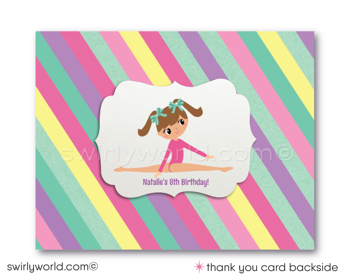 Little Gymnast Gymnastics Tumbling Theme Birthday Party Invitation & Thank You Digital Download