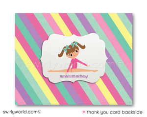 Little Gymnast Gymnastics Tumbling Theme Birthday Party Invitations & Thank You Cards