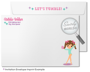Little Gymnast Gymnastics Tumbling Theme Birthday Party Invitations & Thank You Cards