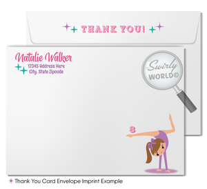 Little Gymnast Gymnastics Tumbling Theme Birthday Party Invitations & Thank You Cards