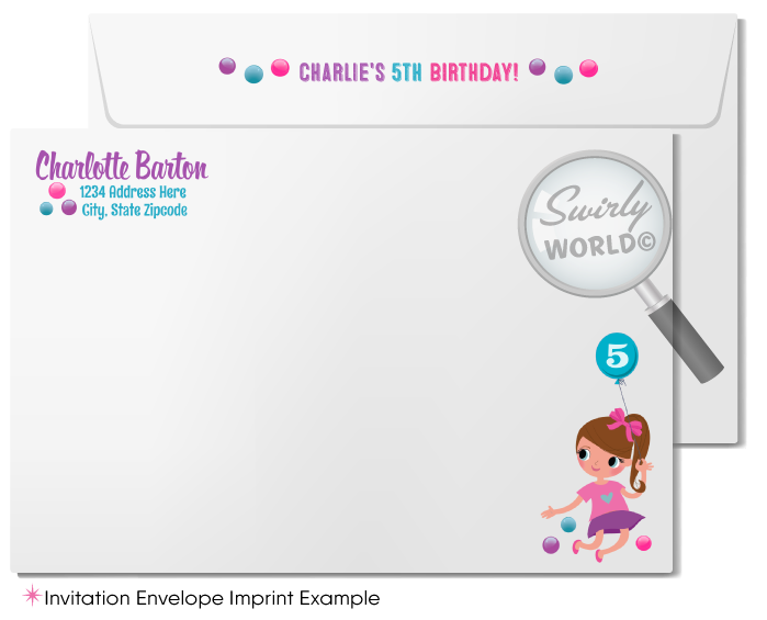 Little Girl's Jump Bounce House Jumping Birthday Party Invitation Digital Download