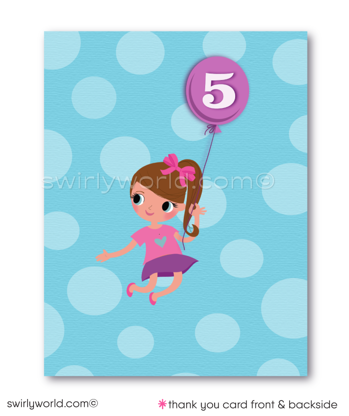 Little Girl's Jump Bounce House Jumping Birthday Party Invitation Digital Download