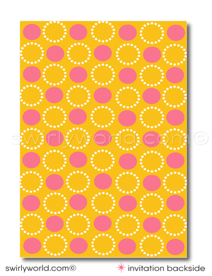 Mid-Century Mod Sacramental Invitation Set - Pink & Yellow, Editable for Communion, Baptism, Confirmation