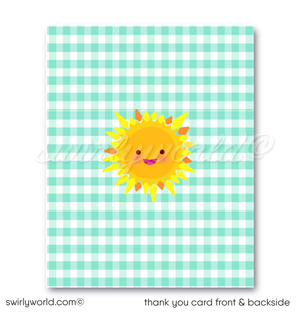 This "Fun in the Sun" summer ice cream popsicle party invitation design includes an instant downloadable invite, thank you card, and matching envelopes to set your summer beach theme party in style!