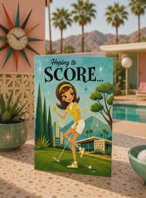 Women Business Greeting Cards, Funny Golf Sales Card, Hoping To Score