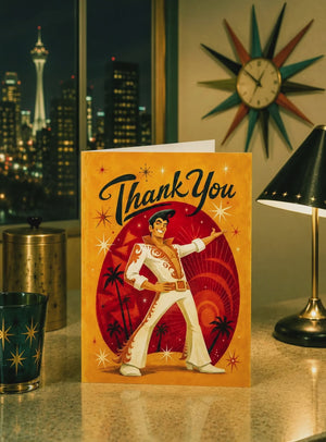 Funny Thank You Cards - Retro Elvis Business Appreciation With Custom Printed Envelopes