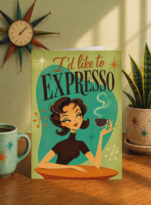 Thank You Cards – Retro Business Appreciation Card with Espresso Coffee Theme