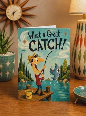 Business Thank You Cards – Retro Fishing Themed Client Appreciation Greeting Card