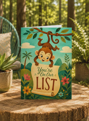 Funny Customer Appreciation Card | You're On Our List Monkey Greeting Cards