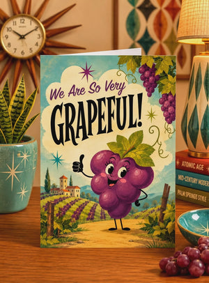Business Thank You Cards - Retro Cartoon Grape Client Appreciation Card