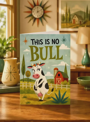 Funny Thank You Cards – Retro Cow Pun Greeting Card | Business Thank You Notes