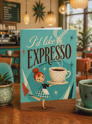 Thank You Cards - Retro Coffee Business Appreciation Card With Vintage Charm