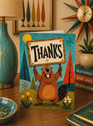Funny Business Thank You Cards – Cartoon Beaver Customer Appreciation Notes