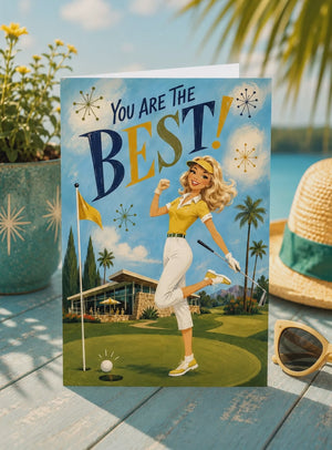 Golf Thank You Cards – Retro Golf Pun Greeting Card With Premium Cardstock