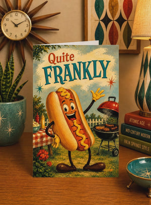 Funny Thank You Cards - Retro Hot Dog Pun Customer Appreciation Card 5x7
