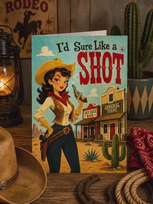Cowgirl Sales Cards, Funny Western Prospecting Greeting Card