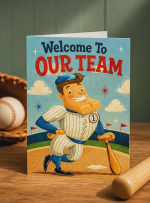 Welcome to Our Team Funny Cartoon Baseball Greeting Cards