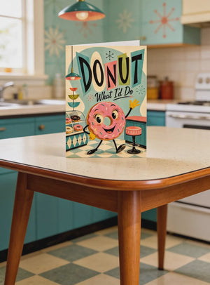 Funny Thank You Card - Retro Donut Pun Greeting | Custom Business Appreciation