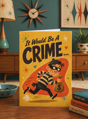 Funny Thank You Cards – Retro Business Greeting Card With Cartoon Robber Design