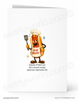 Quite Frankly™ Retro Hot Dog Thank You Card | Vintage BBQ Customer Appreciation Card