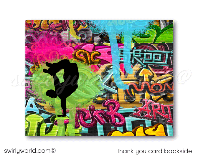 Old School 80s-90s Hip-Hop Rap Graffiti Art Ghetto Blaster 40th Birthday Party Invites thank you cards